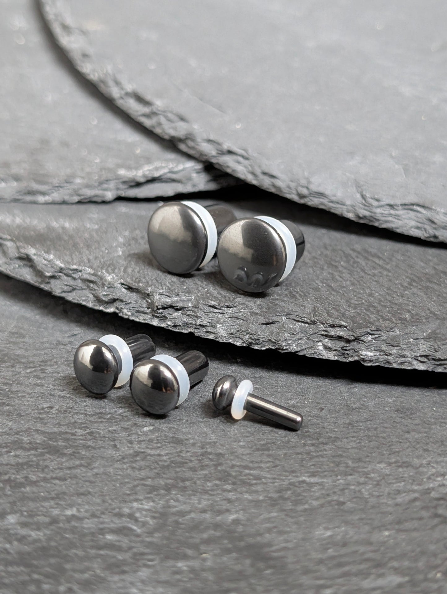 Hematite Single Flare Stone Plugs
