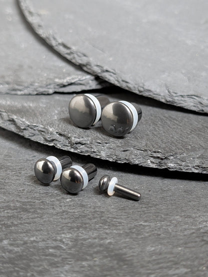 Hematite Single Flare Stone Plugs