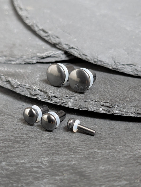 Hematite Single Flare Stone Plugs