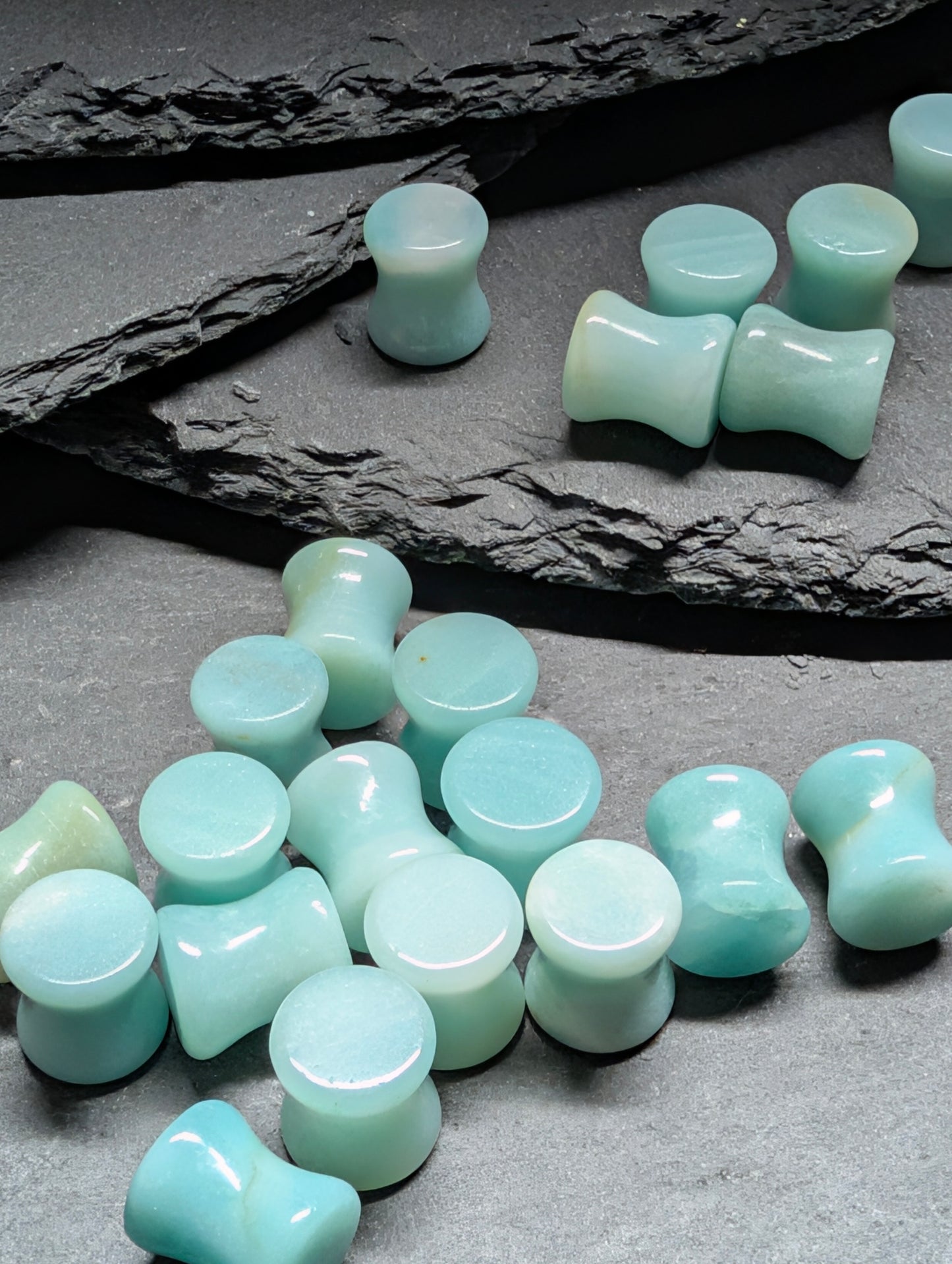Classic Double Flare Amazonite Stone Plugs