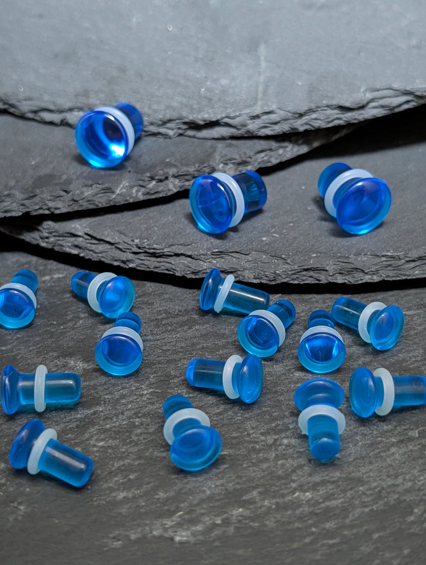 Ocean Blue Glass Single Flare Plugs