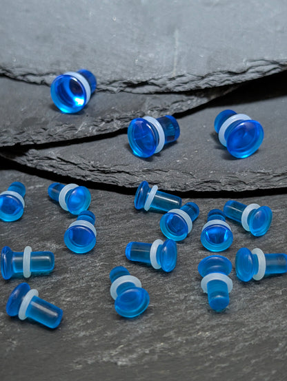 Ocean Blue Glass Single Flare Plugs