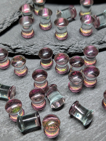 Pink Galaxy Swirl Art Glass Plugs