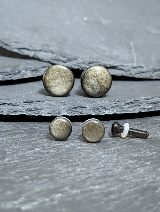 Golden Obsidian Single Flare Stone Plugs