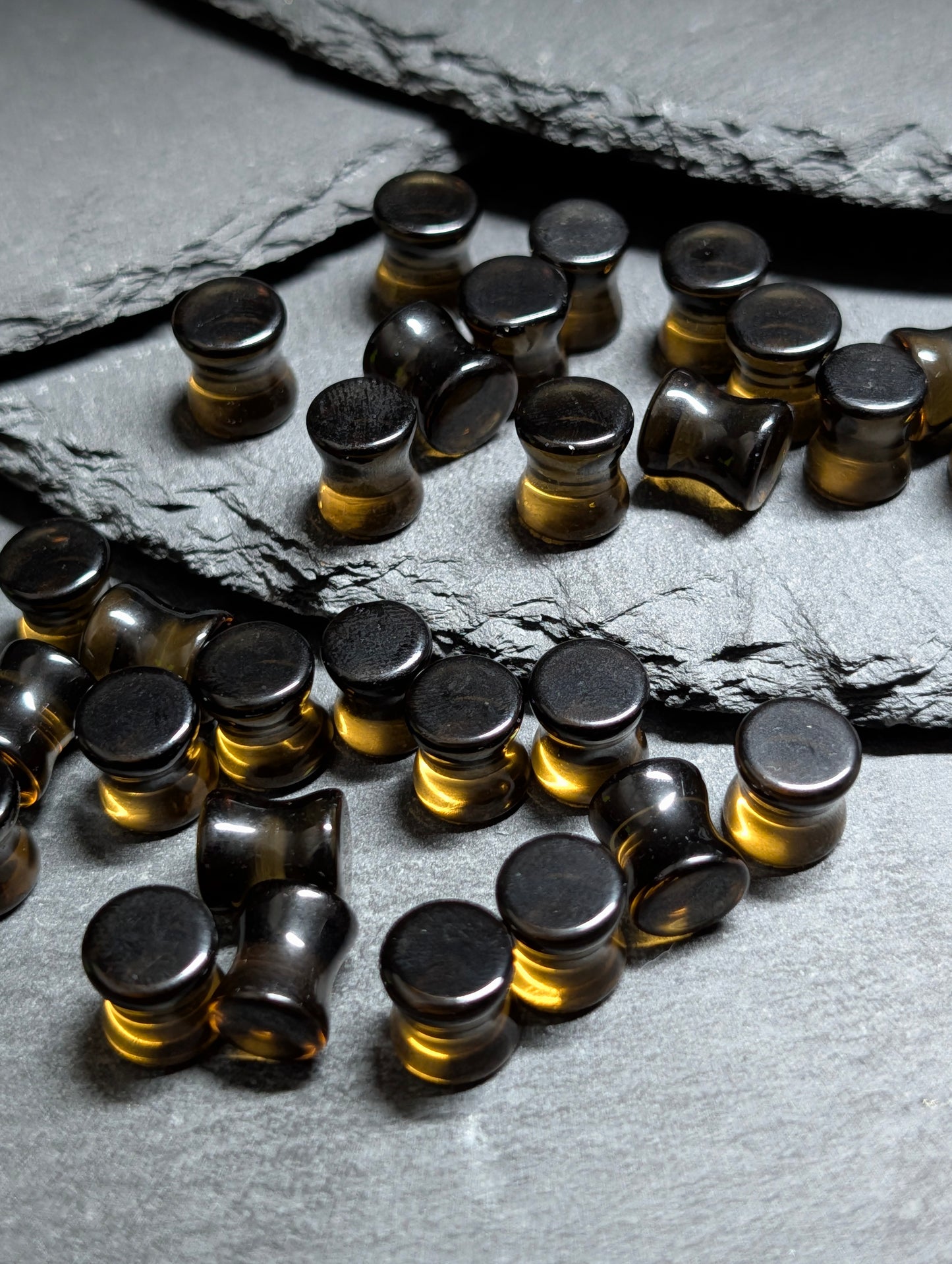 Classic Double Flare Dark Brown Glass Plugs