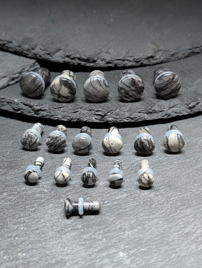 Black Net Jasper Single Flare Stone Plugs