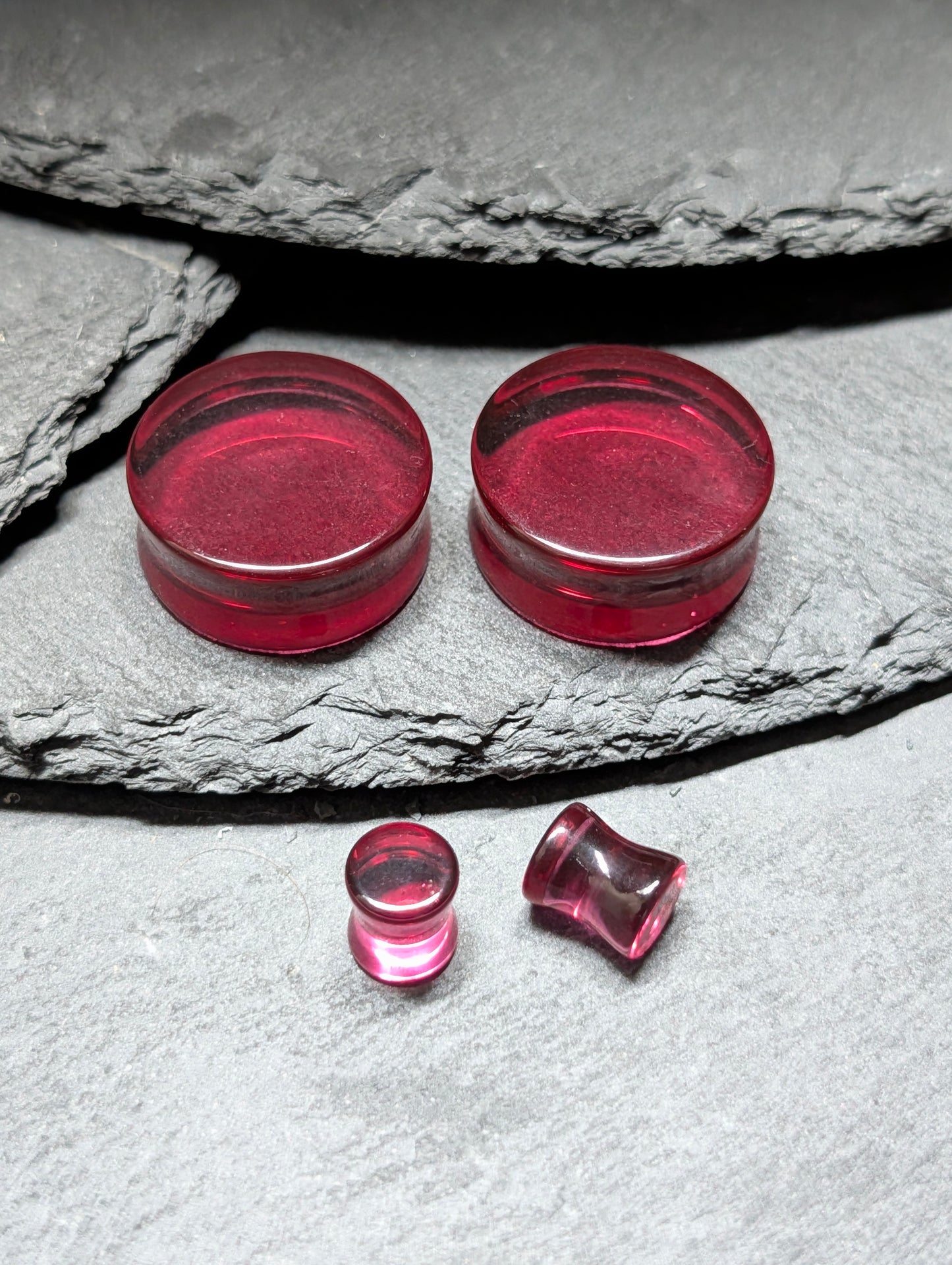 Classic Double Flare Pink Glass Plugs